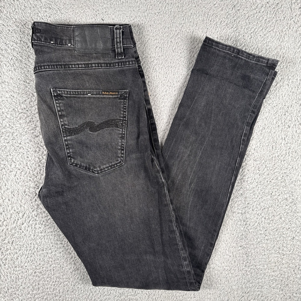 Nudie Jeans Lean Dean Nightrider Mens 31x32 (33x33) Black Slim